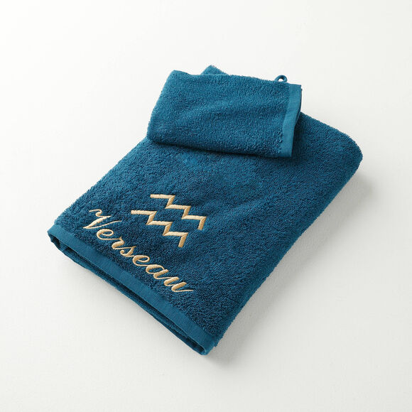 Serviettes de bain brodées Verseau - 420g/m2 (bleu paon) Serviettes de bain brodées Verseau - 420g/m2 (bleu paon)